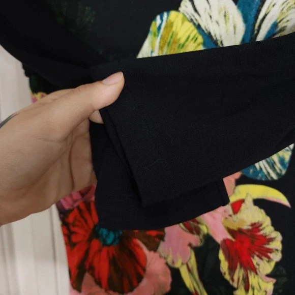 Erdem Womens Dress Allegra Red Black Floral 3/4 Sleeve Knee Length Bodycon 2 XS - Picture 8 of 10